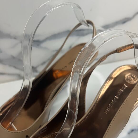 Etienne Aigner | Women's Tan Leather Pointed Toe Slingback Kitten Heels Sz 9 - Picture 4 of 6